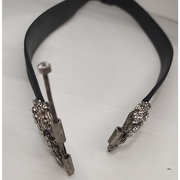 1 Of a Kind ESCADA Vintage womens belt satin leather black Crystal studs buckle - Picture 8 of 15